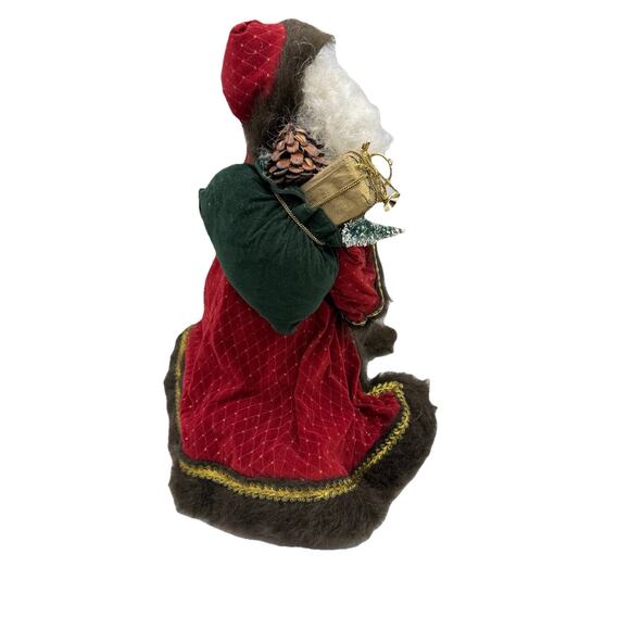 Santa Claus Tree Topper Table Top 14” Tall Red Brown Faux Fur Trim Regal Vtg - Picture 5 of 11